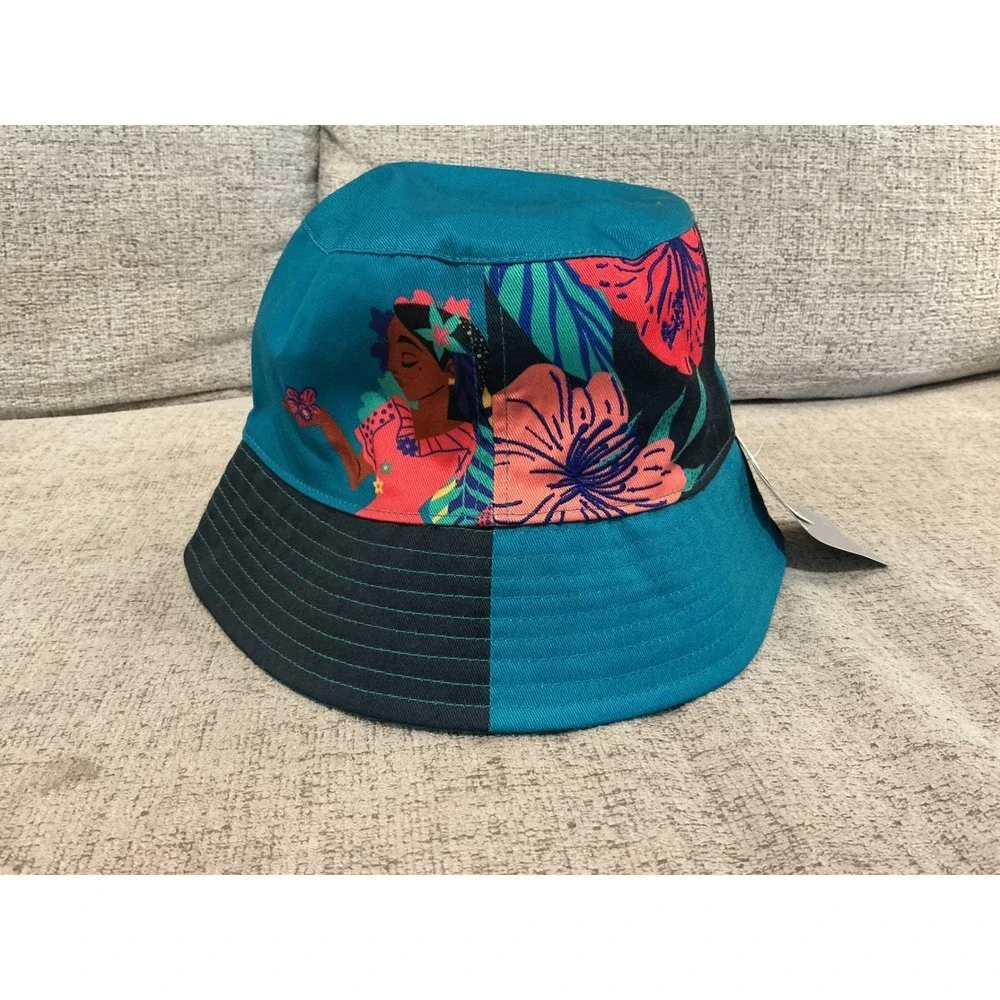 Disney Encanto Luisa Isabela Madrigal Floral Bucket Hat Teal Navy Blue New‎